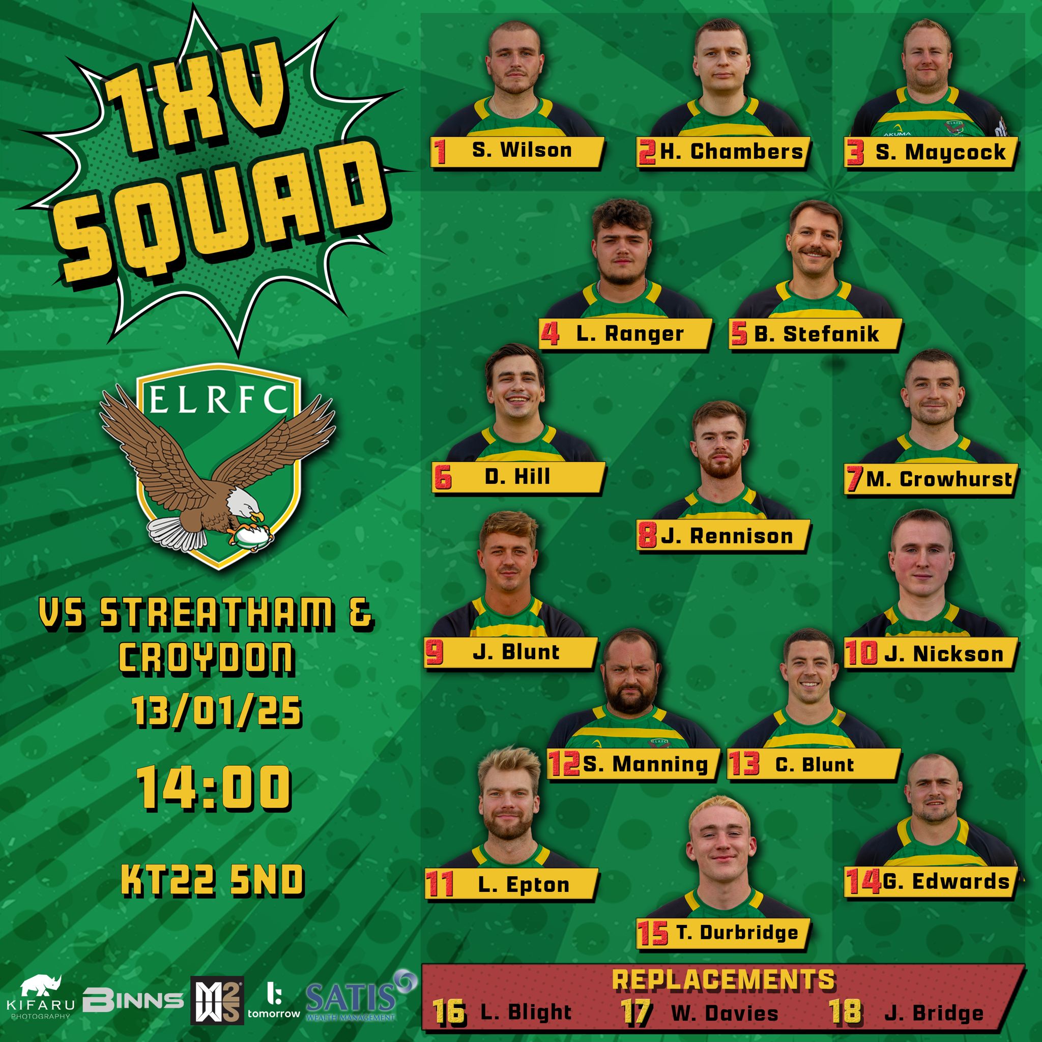 ELRFC 1XV TEAM LINEUP