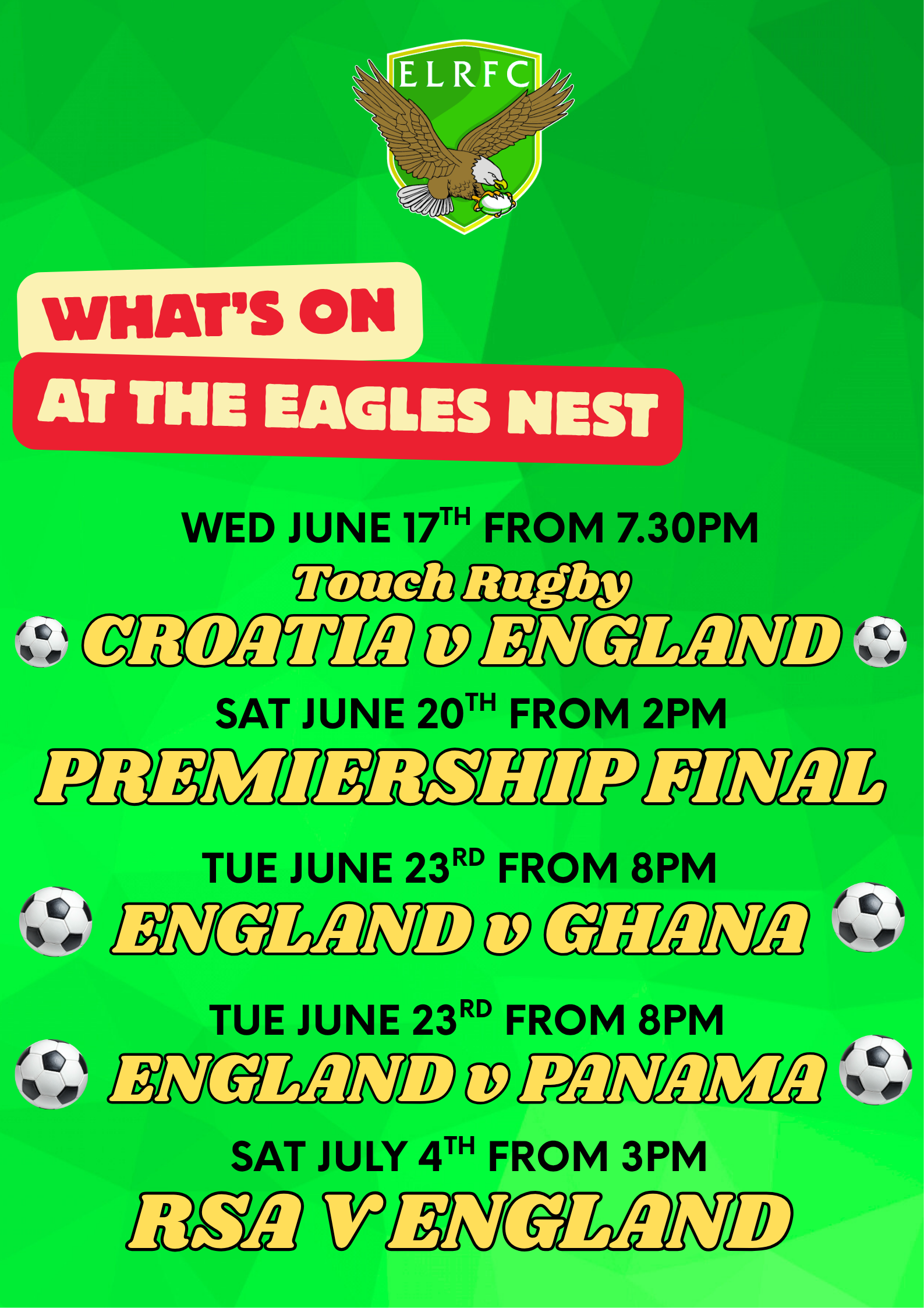 Next Event At ELRFC